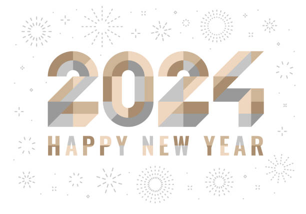Happy New Year 2024 New Year card 2024 number 42 stock illustrations