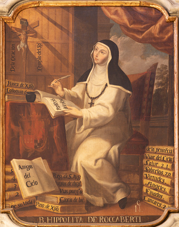 Bari - The painting of blessed Hippolyte (Ippolita) de Roccaberti in the church Chiesa San Domenico by unknown artist (1650 - 1674).