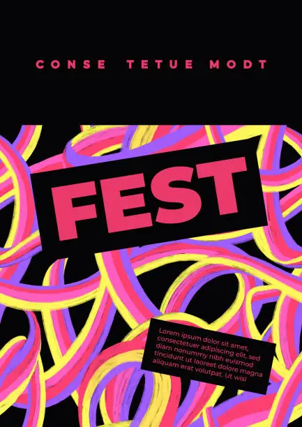 Vector illustration of Template for fest poster with colorful stripes