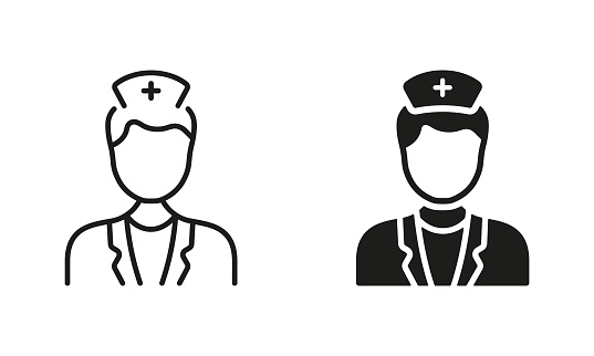 Dentist Man Silhouette and Line Icon Set. Physician Specialist, Orthodontist, Endodontist Black Pictogram Collection. Dental Doctor Symbol. Dental Surgeon Sign. Isolated Vector Illustration.