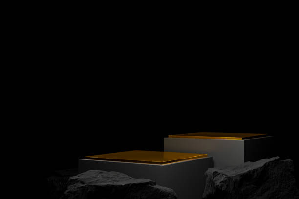 istock Elegant Luxury Design Podium on Dark Stone - 3D Illustration 1558362823