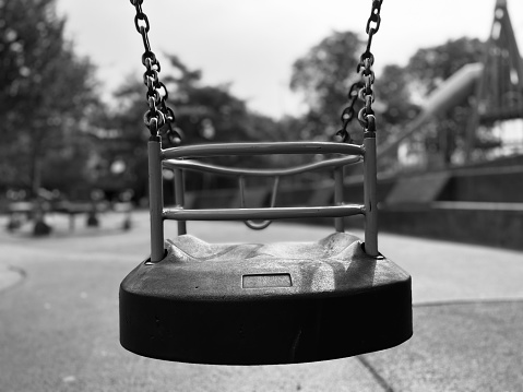 Close up of a child’s swing in a public park at Sunderland