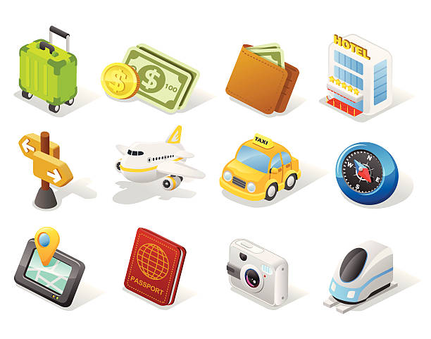 ilustrações, clipart, desenhos animados e ícones de ícones/3d série de viagem - taxi car three dimensional shape isolated