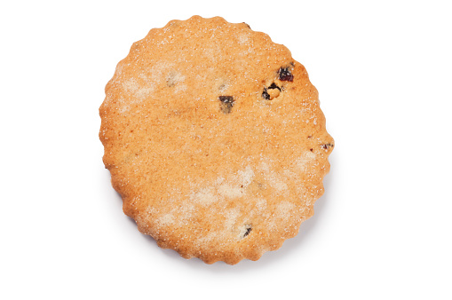 Studio shot of a sweet biscuit cut out against a white background.