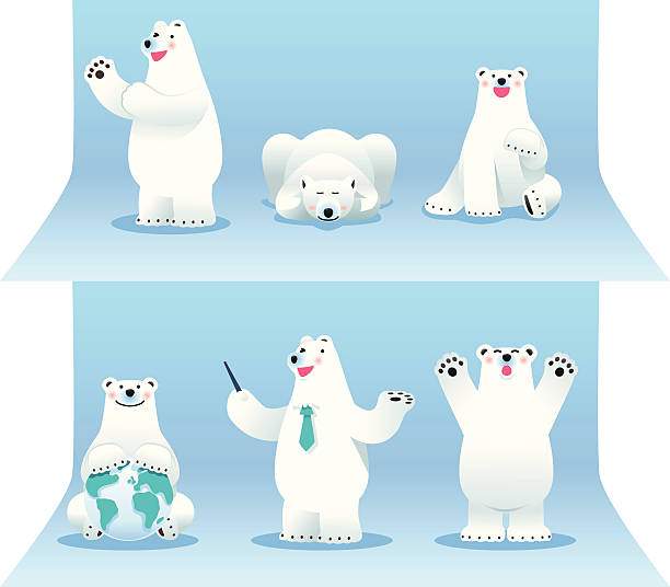 polar bear kollektion - eisbär stock-grafiken, -clipart, -cartoons und -symbole