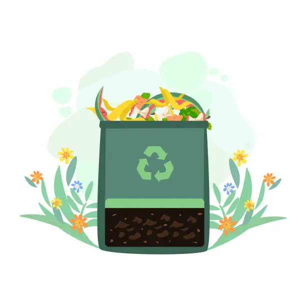 Vector illustration of compost box