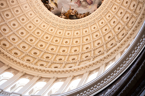 The US Capitol Dome, Interior, Washington DC stock photo