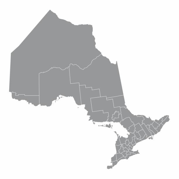 ilustrações, clipart, desenhos animados e ícones de mapa administrativo de ontário - ontario