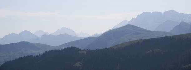 catene montuose dell'oberland bernese nella luce del mattino vista da vorder walig, svizzera. - bernese oberland foto e immagini stock