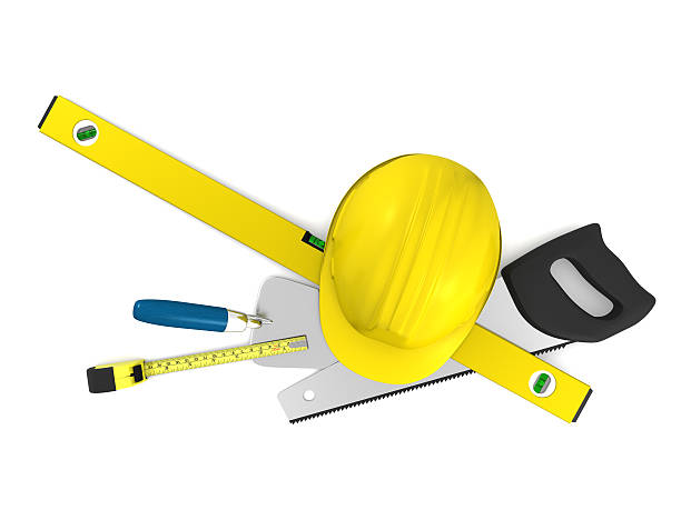 contractor tools top view stock photo