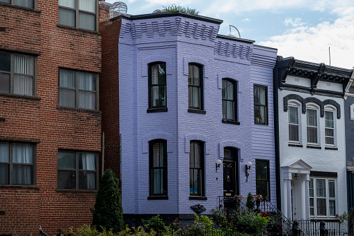Washington DC Row Colorful Town houses Brick Architecture Exterior stock photo