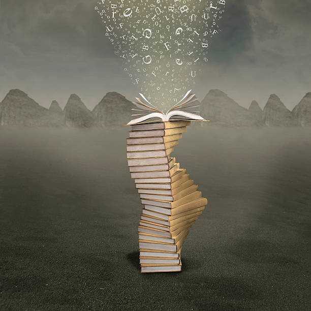istock Pile of books with falling letters 155852914