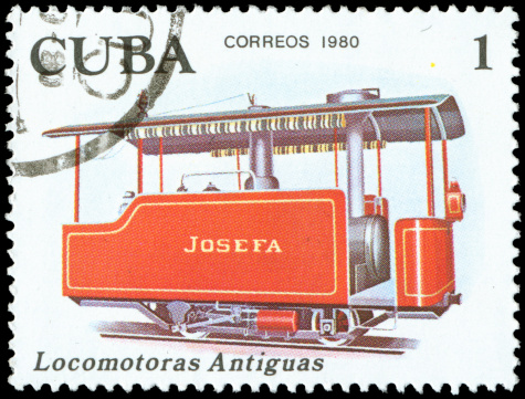 CUBA - CIRCA 1980: A stamp depicts a vintage locomotive, circa 1980