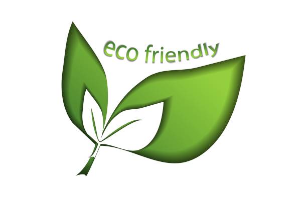 istock Eco friendly green logo on a white background with green leaves in paper cut style. The concept of green ecology, clean ecology, environmental friendliness of products, eco friendly 1558576550