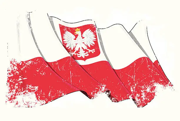 Vector illustration of Poland State Flag Grunge