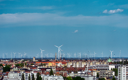 A wind farm or wind park, also called a wind power station or wind power plant in Berlin, Germany