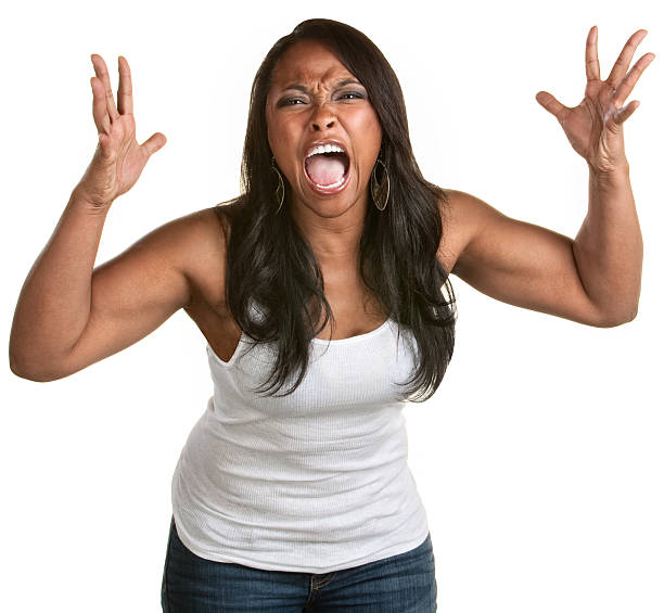 Screaming Black Woman stock photo