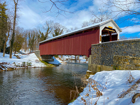 One of the longest covered bridges in the United States.  The Cornish-Windsor bridge in Vermont.