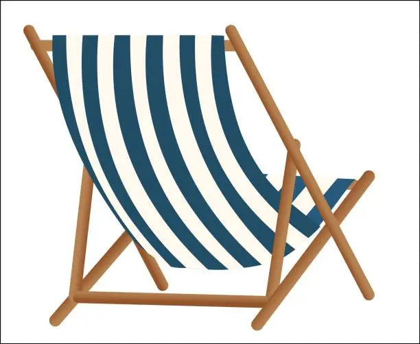 Vector illustration of Vector beach chair, in classic colors, isolated on white or transparent background, for easy copying. Comfortable armchair, back view, rear view