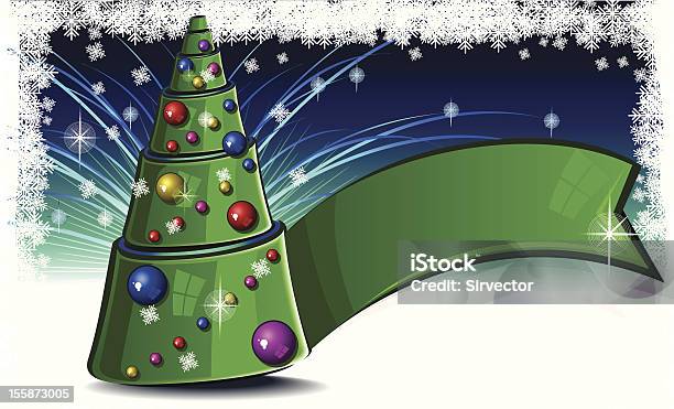 Christmas Tree Stock Illustration - Download Image Now - Blue, Border - Frame, Bright