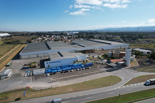 Taubate, Brazil: July 20, 2023. Building where Embraer / Eve Air Mobility's EVTOLS will be manufactured