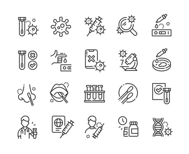 Covid test line icons. Pixel perfect. Editable stroke. Covid test line icons. Pixel perfect. Editable stroke. Vector illustration. bloody nose stock illustrations