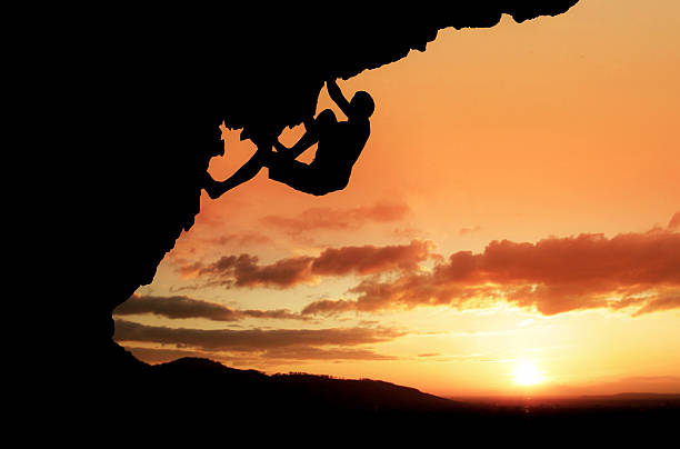 sunset climber stock photo
