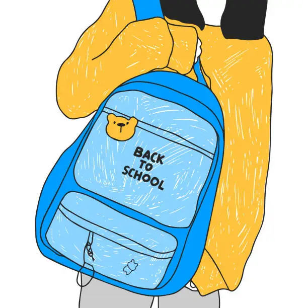Vector illustration of Teenager with a backpack. Back to school vector illustration.