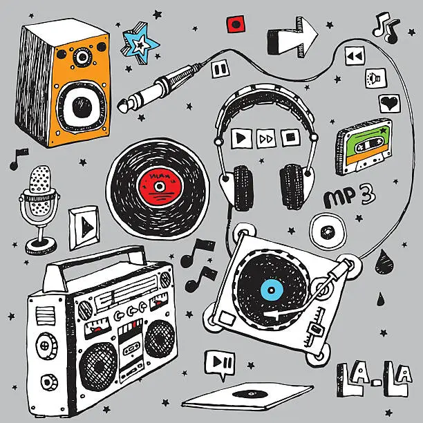 Vector illustration of Music doodle set