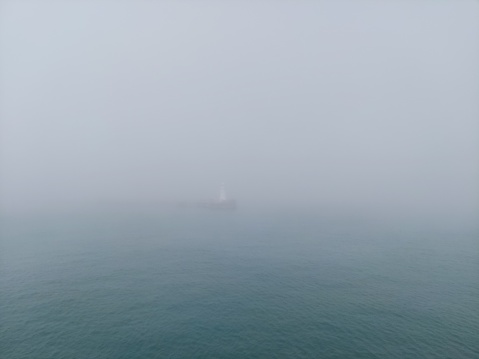 fog covered light house a view from Dover UK