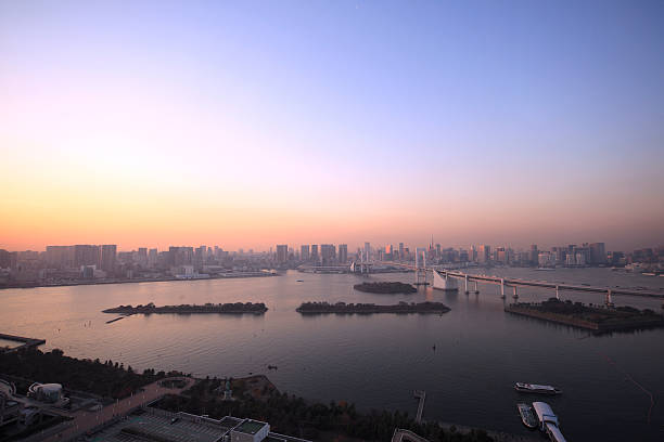 istock View of Tokyo downtown at night with Rainbow Bridge 155885763