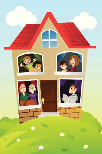 A Cartoon Animation Of A Family At Home Together Stock Illustration -  Download Image Now - Family At Home, Adult, Boys - iStock