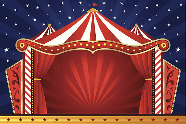 서커스 공연장 배경기술 - circus tent 이미지 stock illustrations