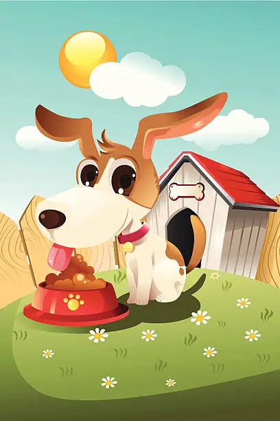 Vector illustration of Dog in doghouse