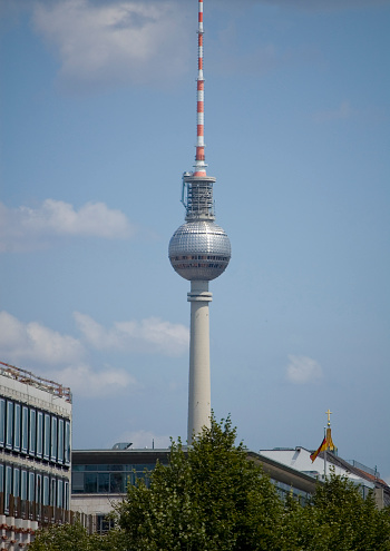 Berlin, Germany - 13 July 2023: Berlin Television Tower - Fernsehturm.