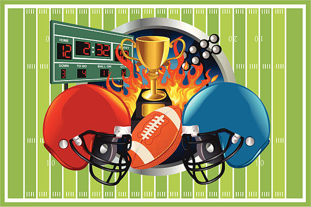 American football background A vector illustration of an American football background football helmet and ball stock illustrations