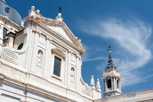 The Almudena Cathedral located near the Royal Palace, Madrid, Spain.
