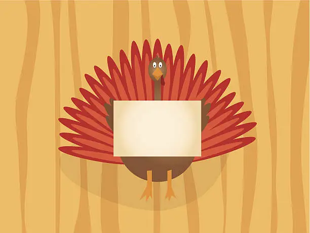 Vector illustration of Thanksgiving Turkey With Blank Sign