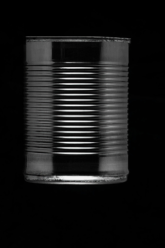 Highly reflective Metal Tin without label Black background