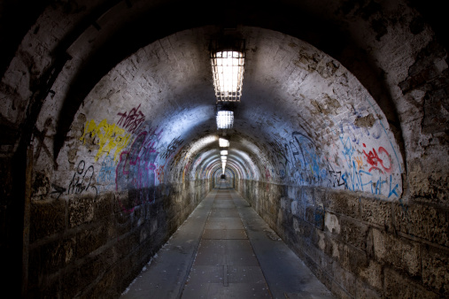 abandoned graffiti tunnel