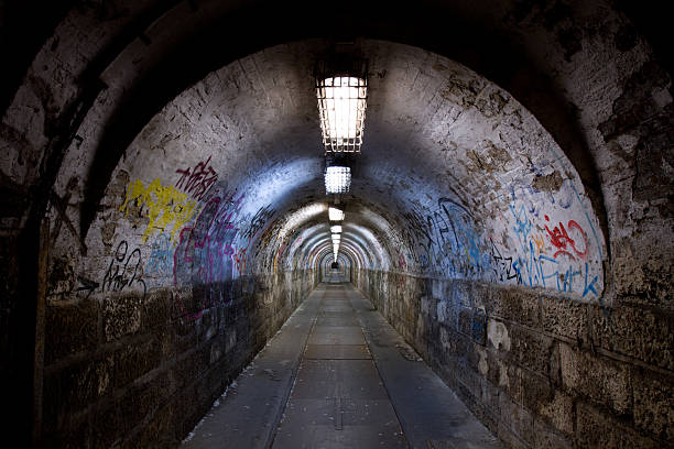 abandoned tunnel stock photo