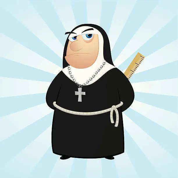 Vector illustration of Nun with Ruler