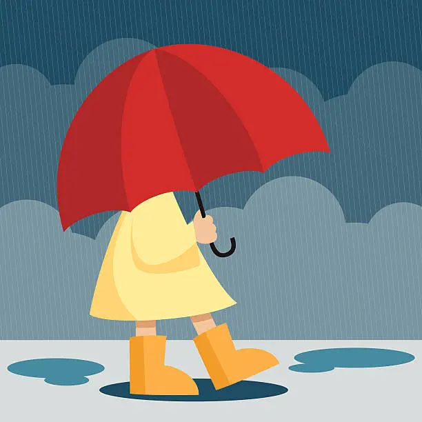 Vector illustration of Girl with Umbrella