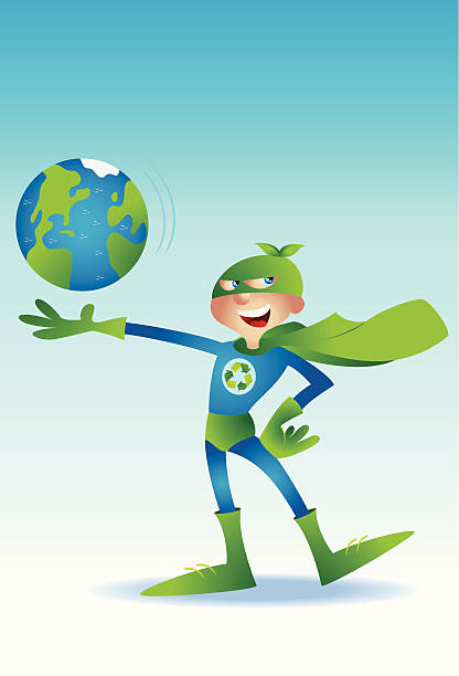 вид! она's ecology человек! - recycling green environment superhero stock illustrations