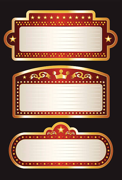 Theater Marquee Collection Set of three vector Theater Marquees. hollywood stock illustrations