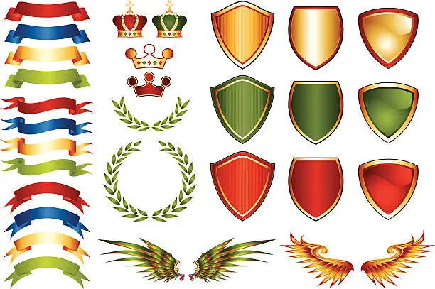 Vector illustration of Mix and Match Coat of Arms Logo Icons