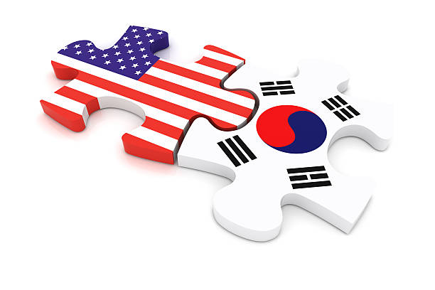 USA South Korea Puzzle Concept stock photo