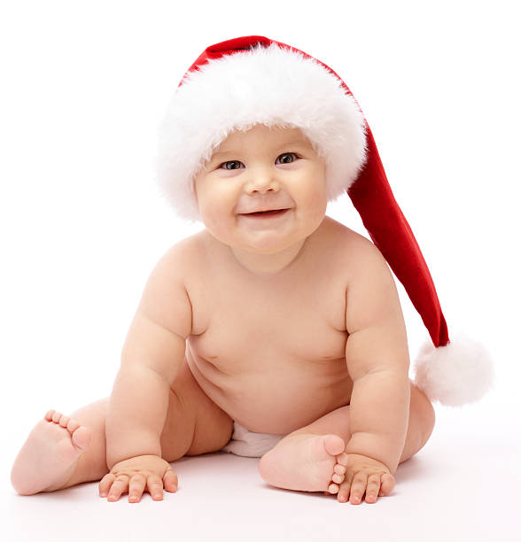 istock Little child wearing red Christmas cap 155906445