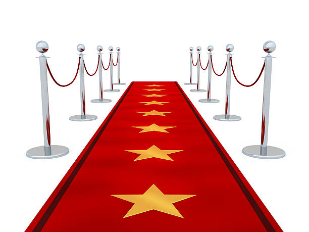 istock Vector image of a red carpet with stars 155907978