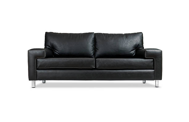 Leather Sofa w/Clipping Path Black leather sofa, isolated, with clipping path. leather couch stock pictures, royalty-free photos & images